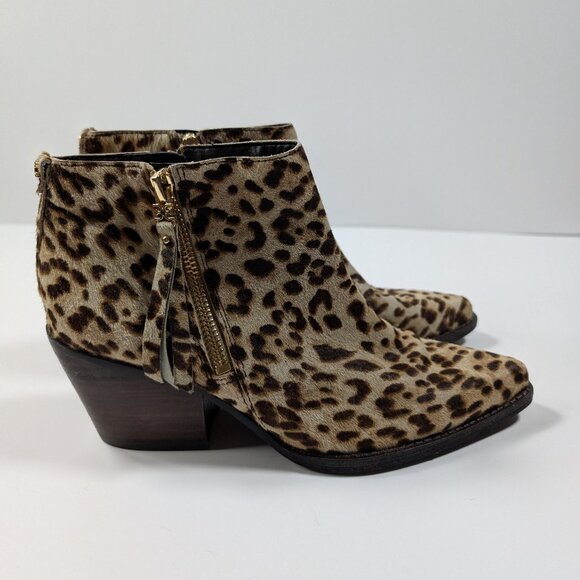 Like NEW Sam Edelman Walden Leopard-Print Cow Hair Booties Size 6 - Picture 8 of 17